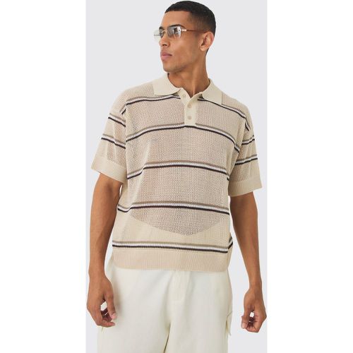 Polo oversize rayé à coutures apparentes - S - Boohooman - Modalova