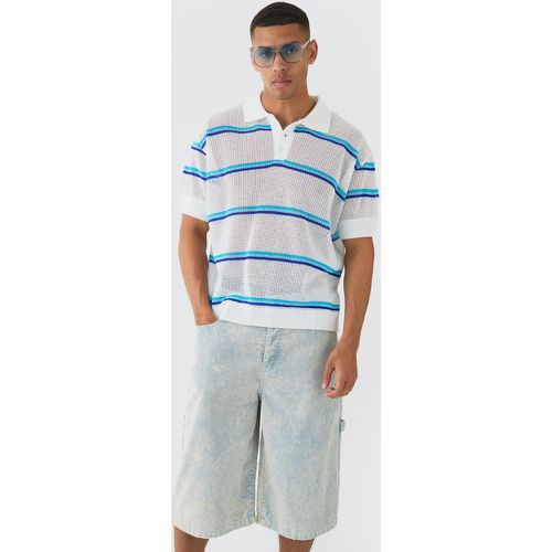 Polo oversize rayé à coutures apparentes - S - Boohooman - Modalova