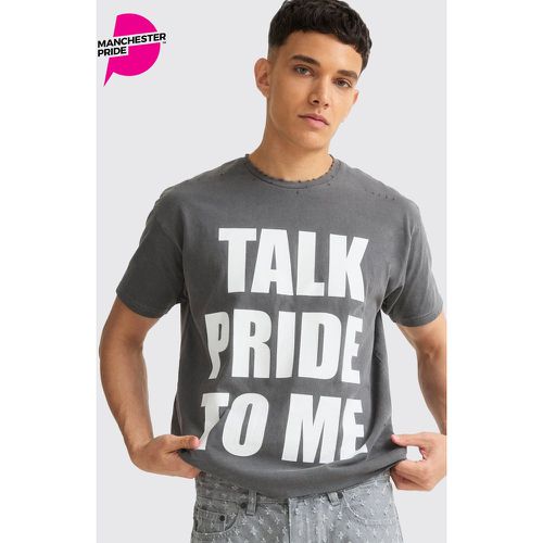 Oversized Boxy Talk Pride To Me Distressed T-shirt - Boohooman - Modalova