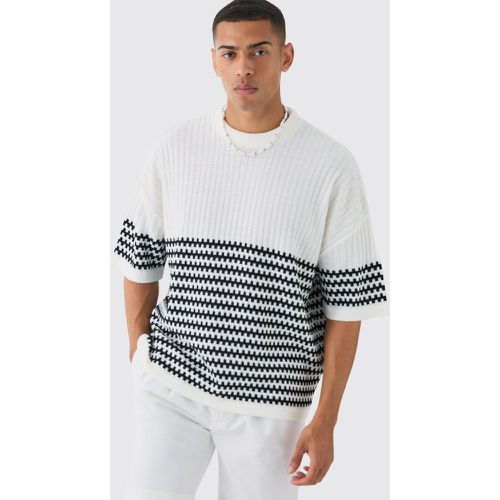 Oversized Stripe Knitted T-shirt - Boohooman - Modalova