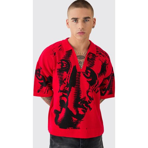 Polo oversize en maille à imprimé Renaissance - L - Boohooman - Modalova