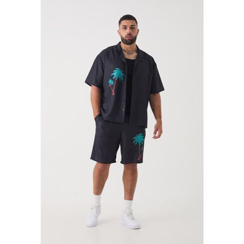 Grande taille - Ensemble avec chemise en lin bermuda homme - XXL - Boohooman - Modalova