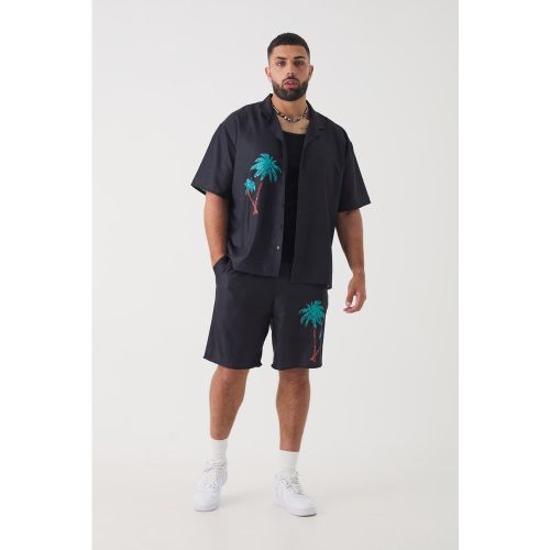 Grande taille - Ensemble avec chemise en lin bermuda - XXXL - Boohooman - Modalova