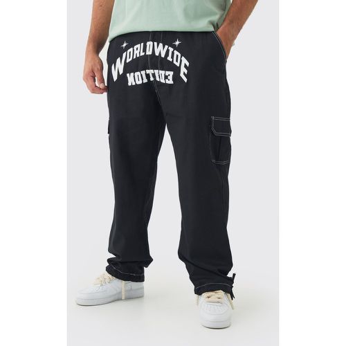 Grande taille - Pantalon cargo décontracté à imprimé Worldwide - 38 - Boohooman - Modalova