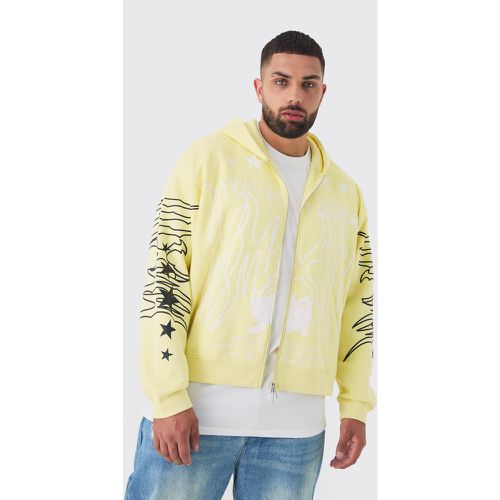 Grande taille - Sweat à capuche oversize imprimé - MAN - XXXL - Boohooman - Modalova