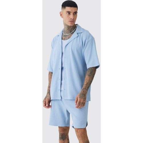 Tall - Ensemble texturé avec chemise à manches courtes et short homme - M - Boohooman - Modalova