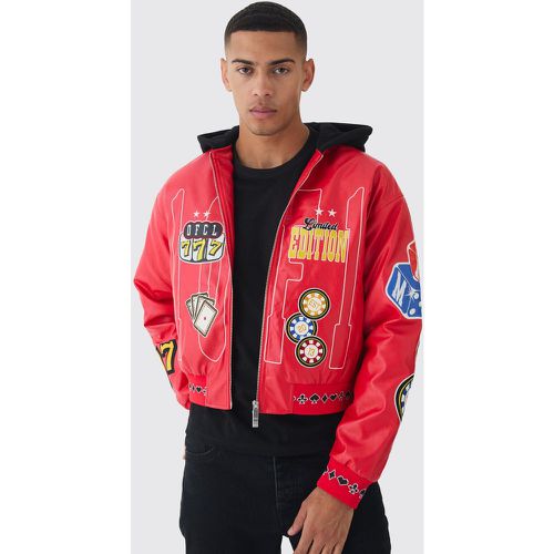 Bomber oversize à capuche à écusson homme - S - Boohooman - Modalova