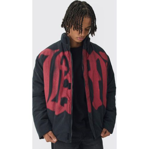 Doudoune oversize à col cheminée et imprimé graffiti - M - Boohooman - Modalova