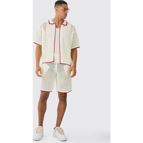 Ensemble oversize à coutures contrastantes avec chemise oversize et short - S - Boohooman - Modalova