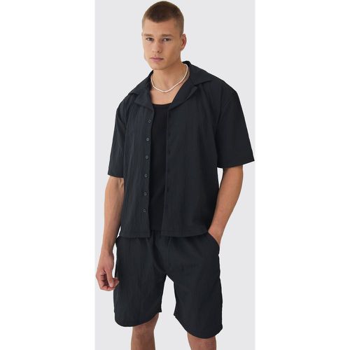 Ensemble oversize plissé avec chemise et short - M - Boohooman - Modalova