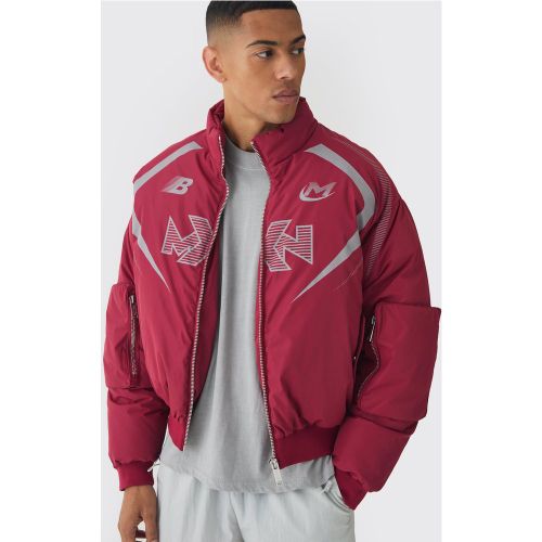 Bomber oversize matelassé à imprimé moto - L - Boohooman - Modalova