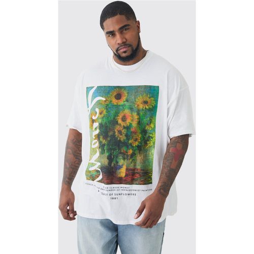 Plus Monet Sunflower Printed Licensed T-shirt In White - - XXXL - Boohooman - Modalova