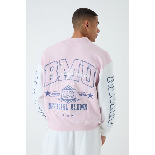 Bomber oversize universitaire en jersey homme - S - Boohooman - Modalova