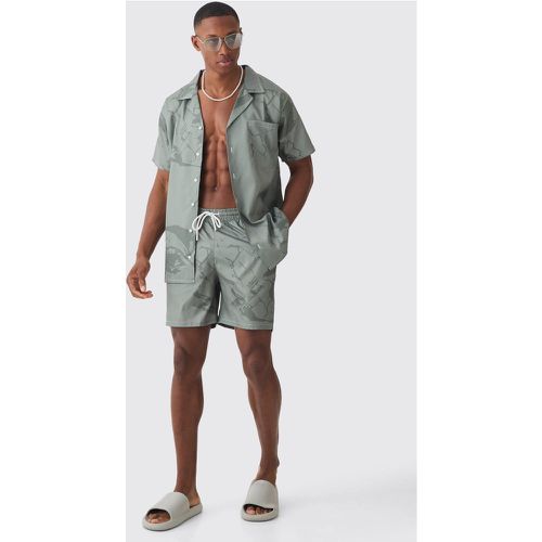 Ensemble imprimé avec chemise et short de bain - L - Boohooman - Modalova