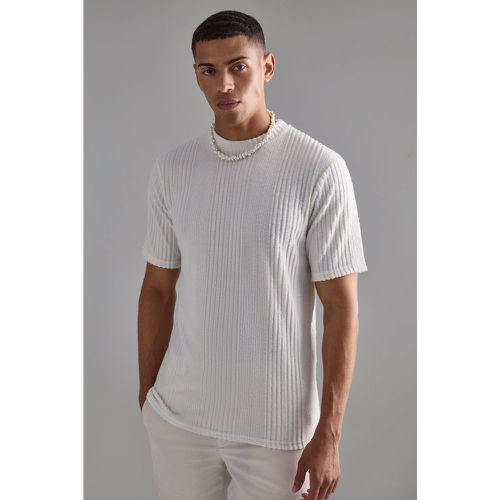 T-shirt côtelé à revers crantés - S - Boohooman - Modalova