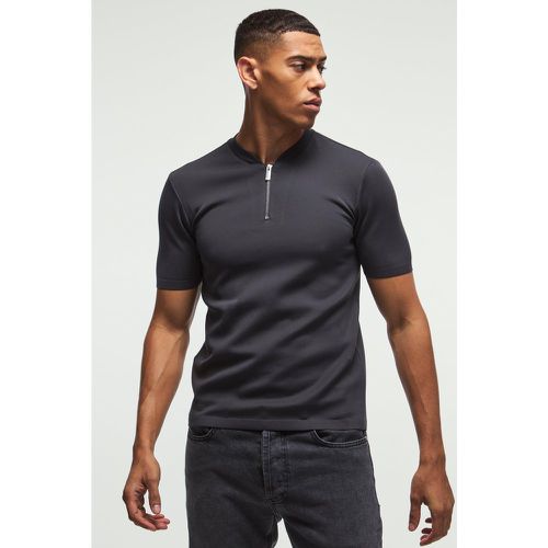 Polo premium zippé à col V - S - Boohooman - Modalova