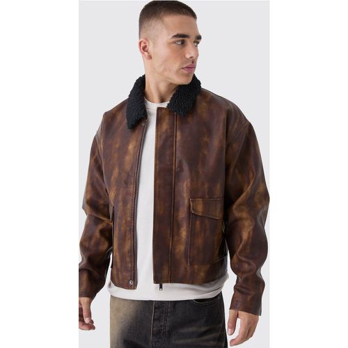 Veste Harrington oversize délavée en polaire - S - Boohooman - Modalova