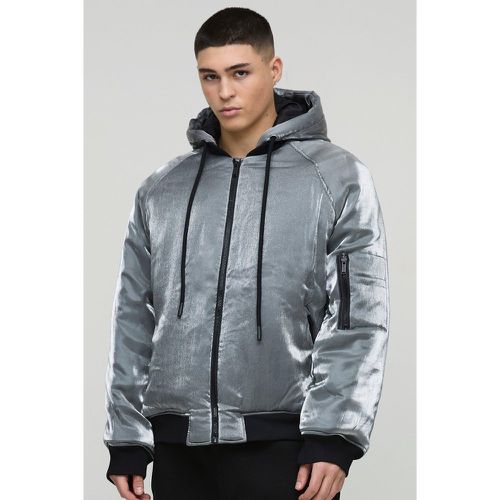 Bomber oversize métallisé à capuche en homme - S - Boohooman - Modalova