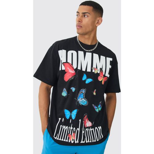 T-shirt oversize à imprimé papillon - M - Boohooman - Modalova