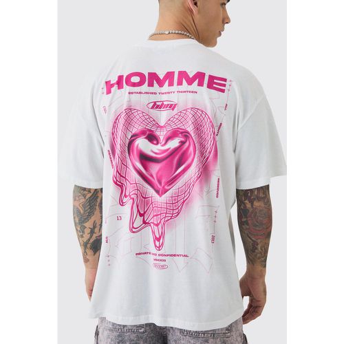 T-shirt oversize à imprimé cœur - M - Boohooman - Modalova