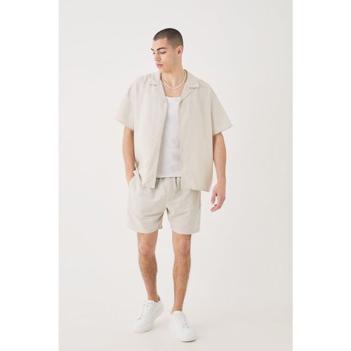 Ensemble en lin à manches courtes avec chemise oversize et short - M - Boohooman - Modalova