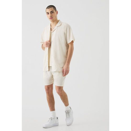 Ensemble oversize en lin avec chemise à manches courtes et short - S - Boohooman - Modalova