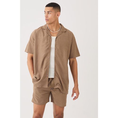 Ensemble oversize en lin avec chemise à manches courtes et short - S - Boohooman - Modalova