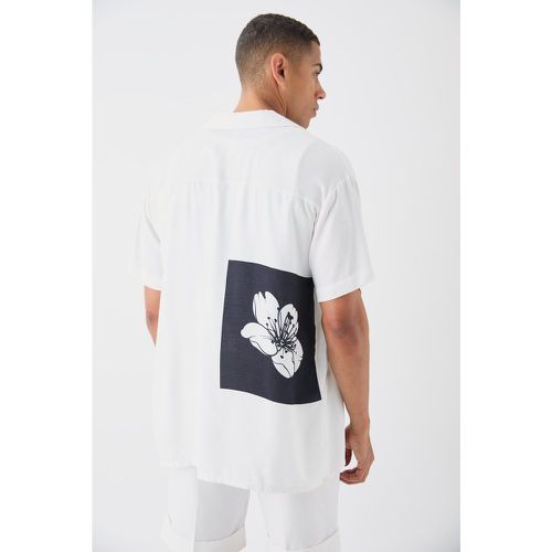 Oversized Viscose Back Flower Shirt - Boohooman - Modalova