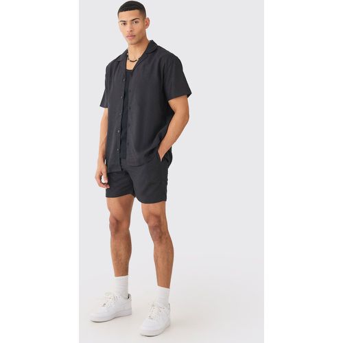 Ensemble oversize en lin avec chemise à manches courtes et short - L - Boohooman - Modalova