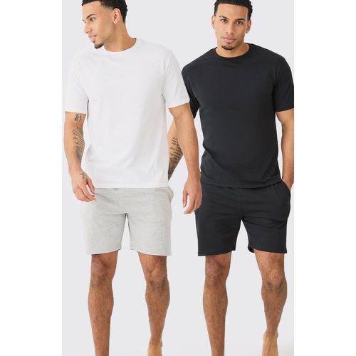 Lot de 2 ensembles confort t-shirt et short homme - S - Boohooman - Modalova