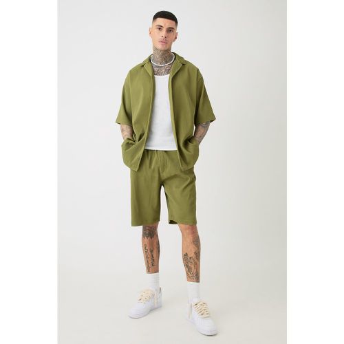 Tall - Ensemble oversize plissé avec chemise et short homme - S - Boohooman - Modalova