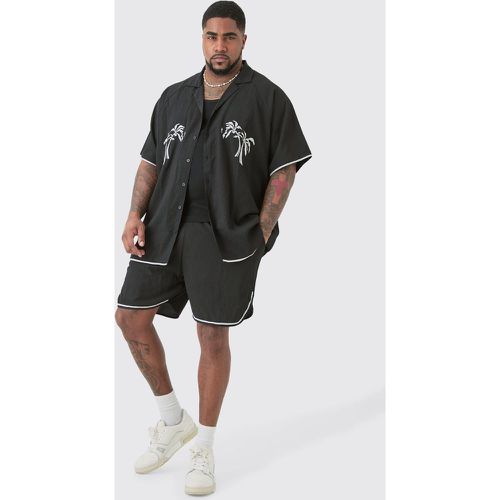 Grande taille - Ensemble avec chemise oversize à broderie palmier homme - XXXL - Boohooman - Modalova