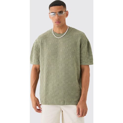 T-shirt oversize en maille texturée - S - Boohooman - Modalova