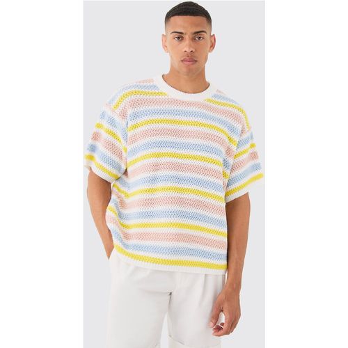 T-shirt rayé oversize en maille - S - Boohooman - Modalova