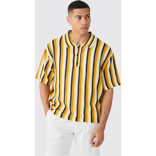 Polo oversize rayé à coutures apparentes - M - Boohooman - Modalova