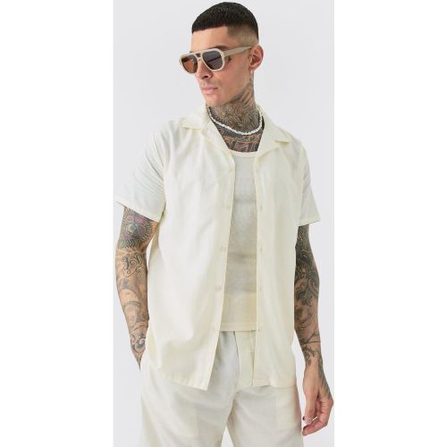 Tall - Chemise en lin écru - L - Boohooman - Modalova