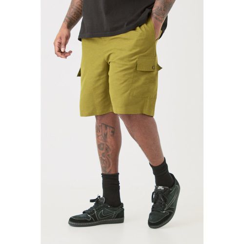 Grande taille - Short cargo large en lin à taille élastiquée - XXXL - Boohooman - Modalova