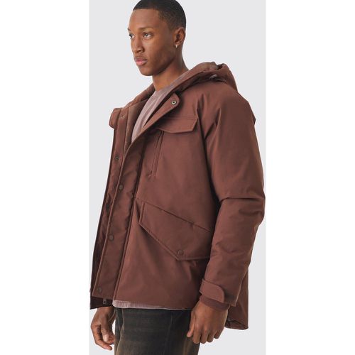 Parka à capuche en chocolat homme - S - Boohooman - Modalova