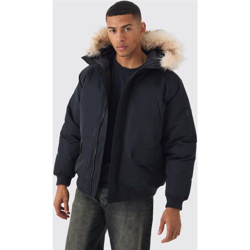 Parka à capuche et bordure en fausse fourrure homme - L - Boohooman - Modalova