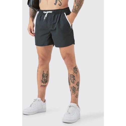 Short de bain mi-long à surpiqûres - L - Boohooman - Modalova