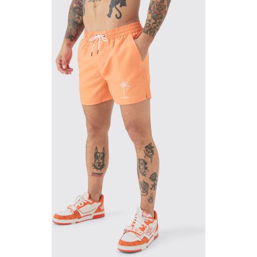 Short de bain mi-long à broderie palmier - S - Boohooman - Modalova