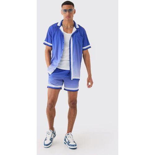 Oversized Ombre Short Sleeve Satin Shirt & Short Set - Boohooman - Modalova