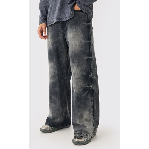 Extreme Baggy Acid Wash Jeans In Washed Black - - 28R - Boohooman - Modalova