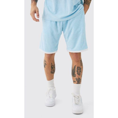 Relaxed Fit Mid Contrast Towelling Shorts homme - Boohooman - Modalova