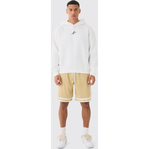 Sweat à capuche oversize universitaire et short de basket - MAN - S - Boohooman - Modalova