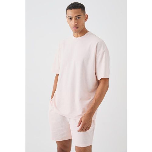 Ensemble oversize à rayures avec t-shirt et short - S - Boohooman - Modalova