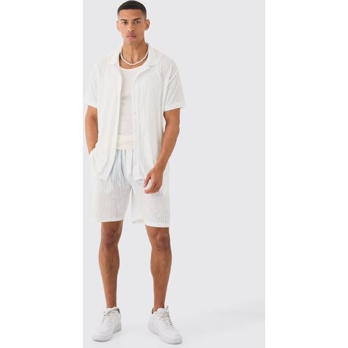 Ensemble oversize à imprimé animal avec chemise côtelée et short - S - Boohooman - Modalova