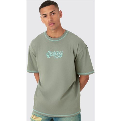 T-shirt oversize à coutures contrastantes - S - Boohooman - Modalova