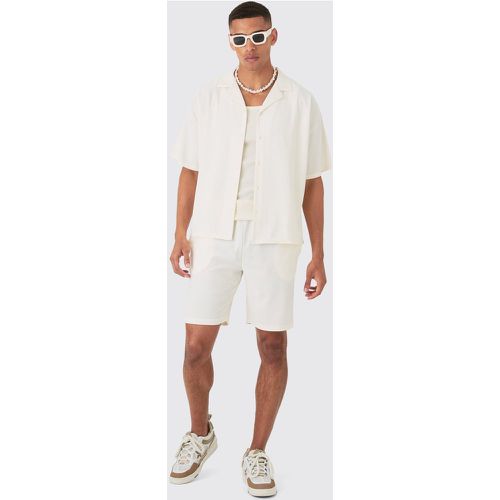 Ensemble côtelé à manches courtes avec chemise oversize et short - S - Boohooman - Modalova