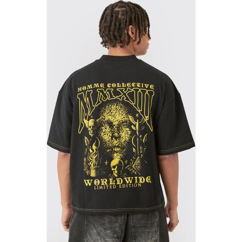 T-shirt oversize à col montant et coutures contrastantes - L - Boohooman - Modalova